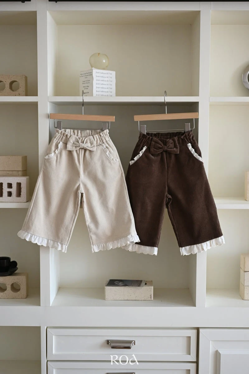 Roa - Korean Children Fashion - #kidzfashiontrend - Corduroy Ribbon Pants