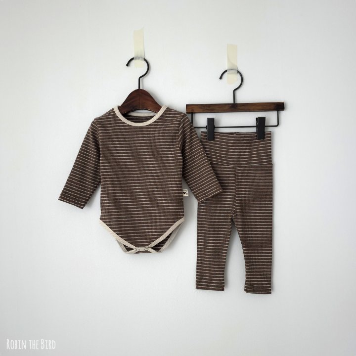 Saerobin - Korean Baby Fashion - #babyclothing - Stripe Ribbed Bodysuit Set - 3