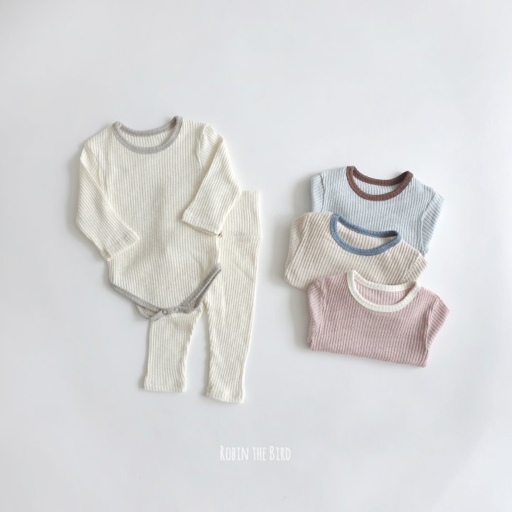 Saerobin - Korean Baby Fashion - #babyclothing - Modal Ribbed Bodysuit Set