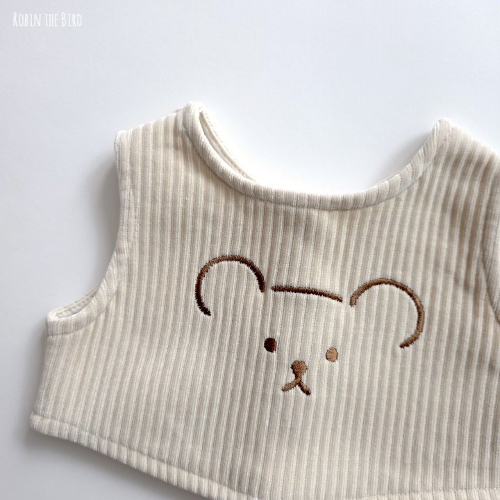 Saerobin - Korean Baby Fashion - #babyfever - Bear Embroidery Reversible Vest - 7