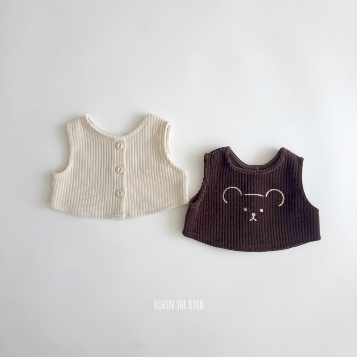 Saerobin - Korean Baby Fashion - #babygirlfashion - Bear Embroidery Reversible Vest - 8