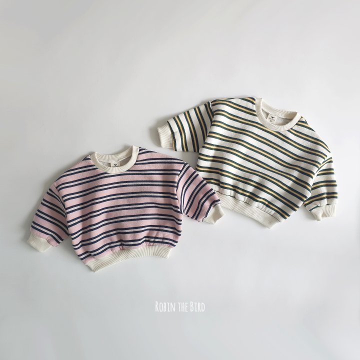 Saerobin - Korean Baby Fashion - #babyootd - Stripe Fleece Sweatshirt