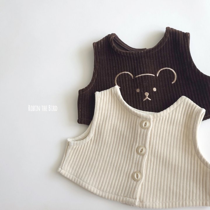 Saerobin - Korean Baby Fashion - #onlinebabyshop - Bear Embroidery Reversible Vest