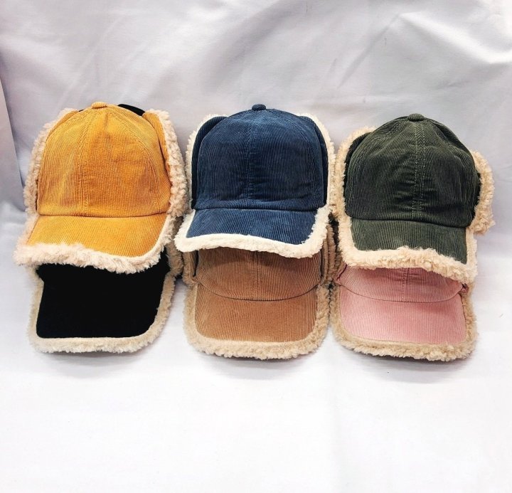 Shinseage Kids - Korean Children Fashion - #kidzfashiontrend - Corduroy Fleece Earflap Ball Cap