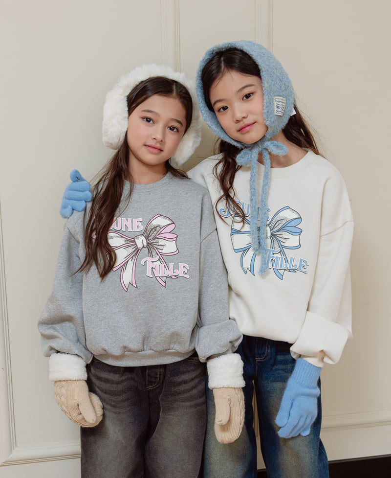 Sm2 - Korean Children Fashion - #Kfashion4kids - Ribbon Brushed Sweatshirt