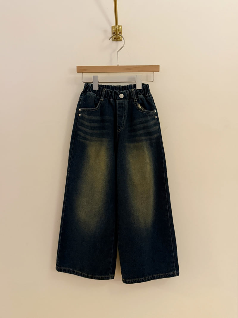 Sm2 - Korean Children Fashion - #Kfashion4kids - Brushed Wide Denim Pants - 2
