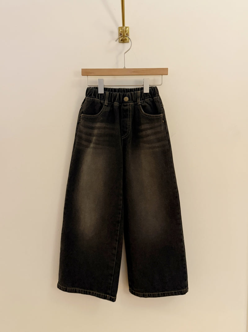Sm2 - Korean Children Fashion - #littlefashionista - Brushed Wide Denim Pants - 3