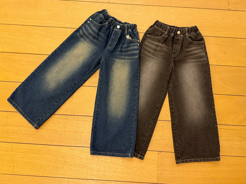Sm2 - Korean Children Fashion - #littlefashionista - Brushed Wide Denim Pants - 4