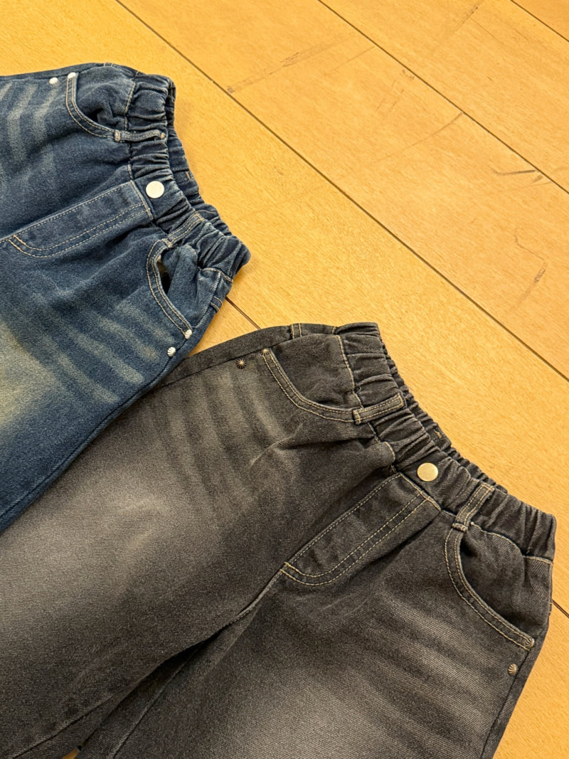 Sm2 - Korean Children Fashion - #prettylittlegirls - Brushed Wide Denim Pants - 6