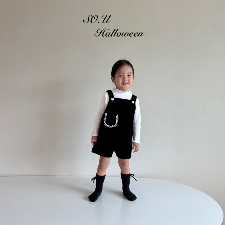 So U - Korean Baby Fashion - #babyfever - Velvet Pearl Suspender Suit - 2