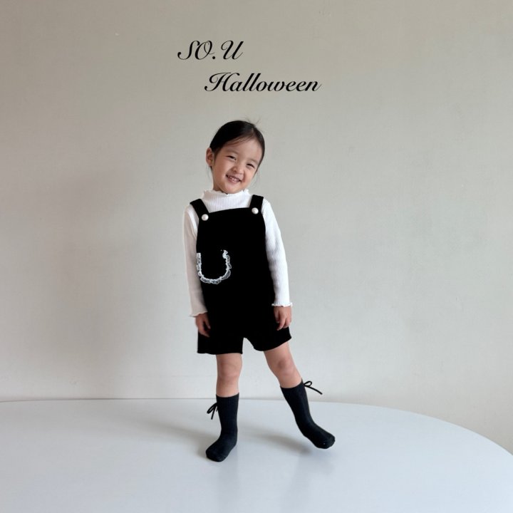 So U - Korean Baby Fashion - #babygirlfashion - Velvet Pearl Suspender Suit - 3