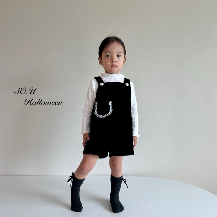 So U - Korean Baby Fashion - #babygirlfashion - Velvet Pearl Suspender Suit - 4