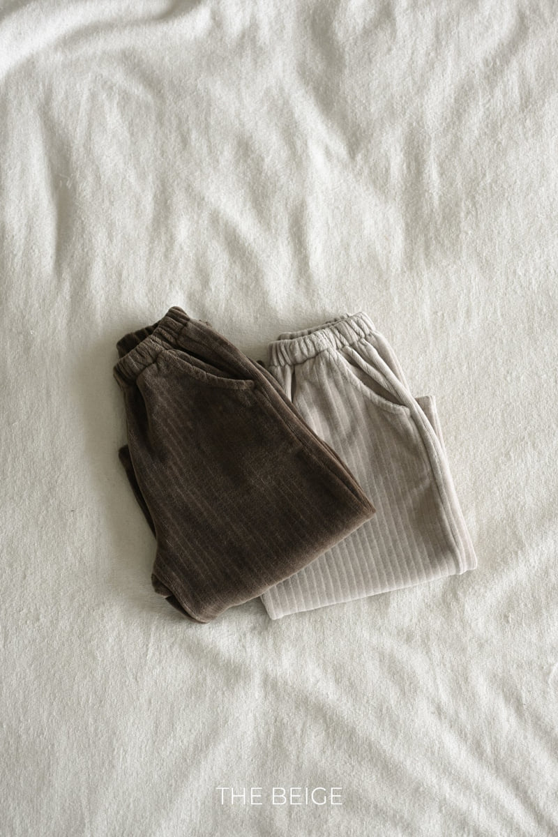 The Beige - Korean Baby Fashion - #babyfever - Ribbed Velour Wide Pants