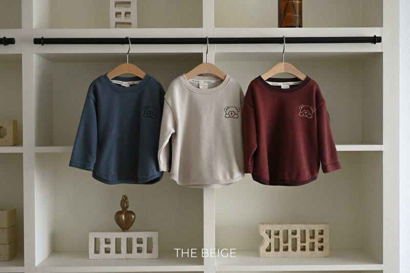 The Beige - Korean Baby Fashion - #babyoninstagram - Bear Embroidery Binding Tee