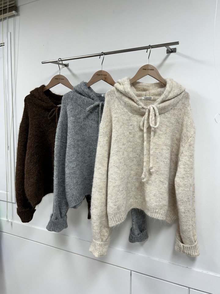 The Fine.b - Korean Women Fashion - #restrostyle - Knit Hoodie - 12