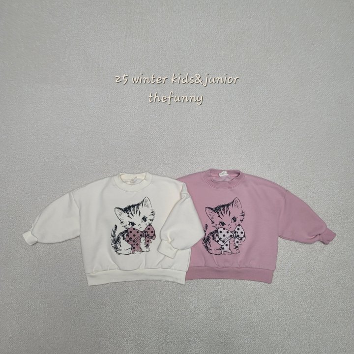 The Funny - Korean Children Fashion - #kidsshorts - Ribbon Cat Sweatshirt