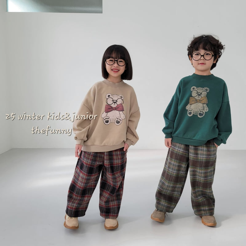 The Funny - Korean Children Fashion - #prettylittlegirls - Check Bear Sweatshirt - 10