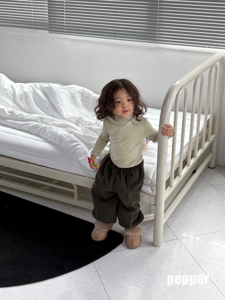 The Pepper - Korean Children Fashion - #Kfashion4kids - Mint Choco Dot Turtleneck Tee - 7