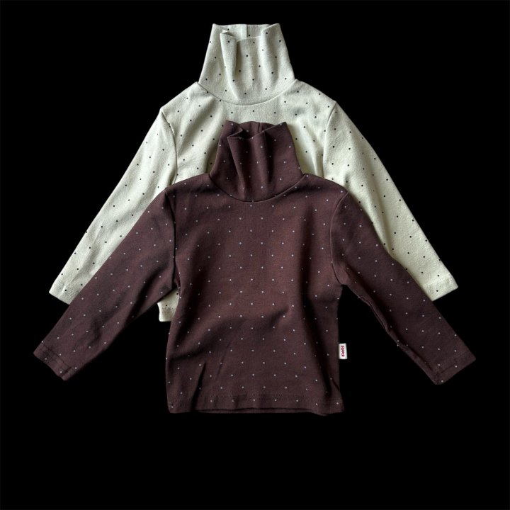 The Pepper - Korean Children Fashion - #designkidswear - Mint Choco Dot Turtleneck Tee