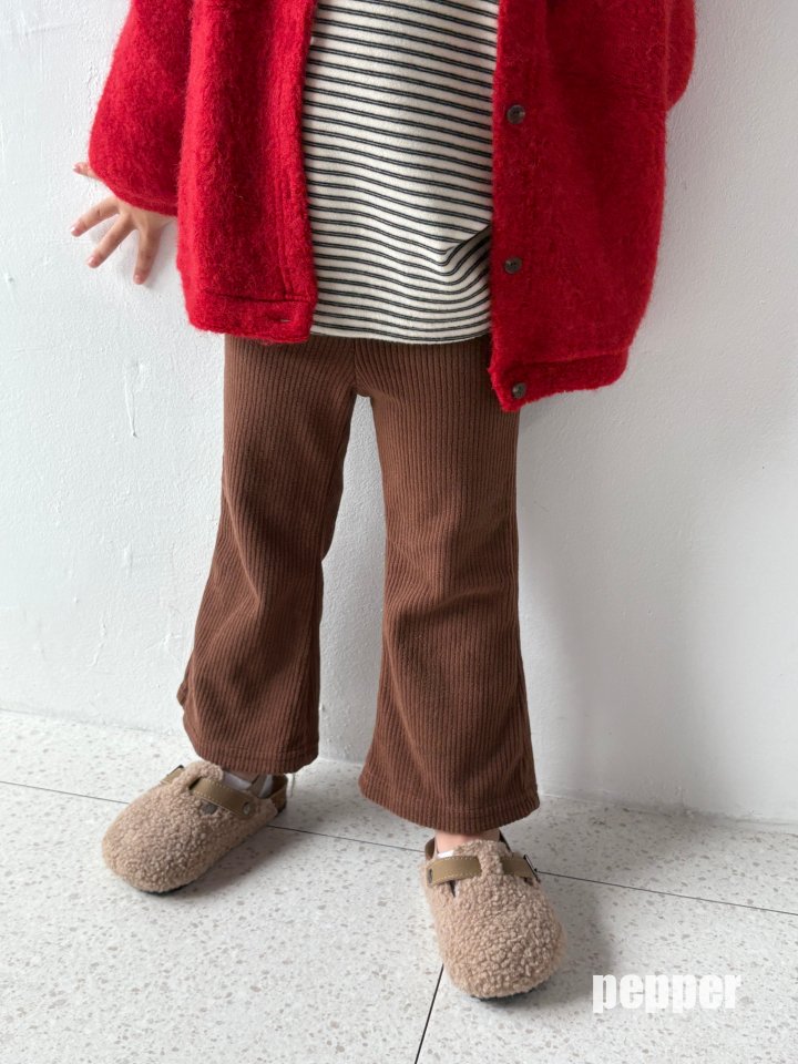 The Pepper - Korean Children Fashion - #fashionkids - Camel Ribbed Bootcut Pants - 10