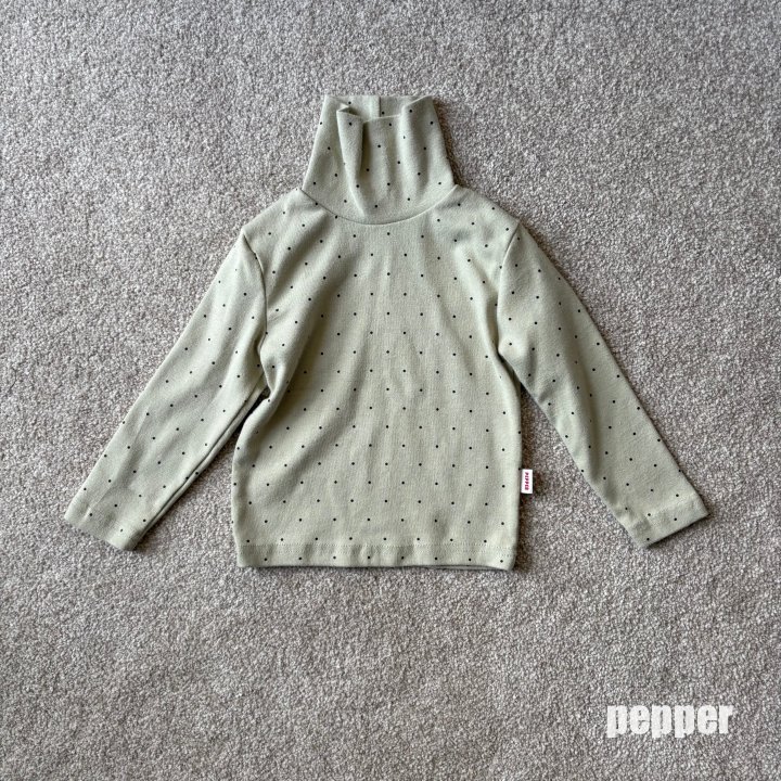 The Pepper - Korean Children Fashion - #fashionkids - Mint Choco Dot Turtleneck Tee - 4