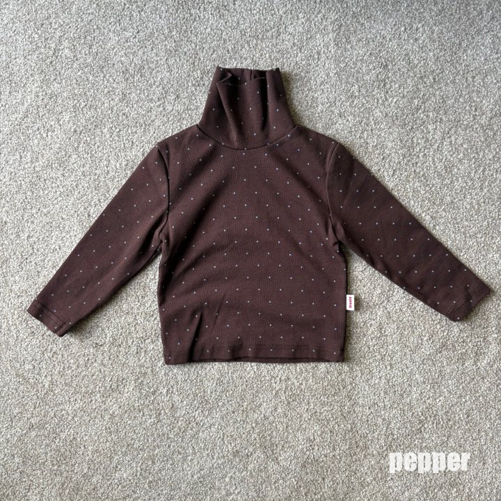 The Pepper - Korean Children Fashion - #kidsstore - Mint Choco Dot Turtleneck Tee - 5