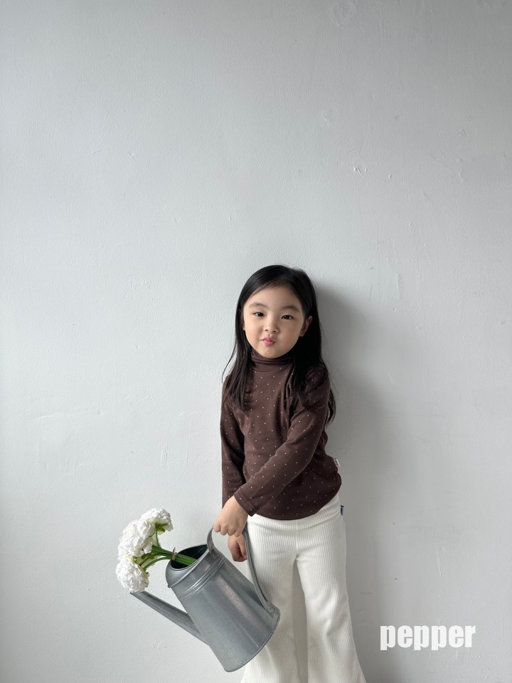 The Pepper - Korean Children Fashion - #kidzfashiontrend - Mint Choco Dot Turtleneck Tee - 6