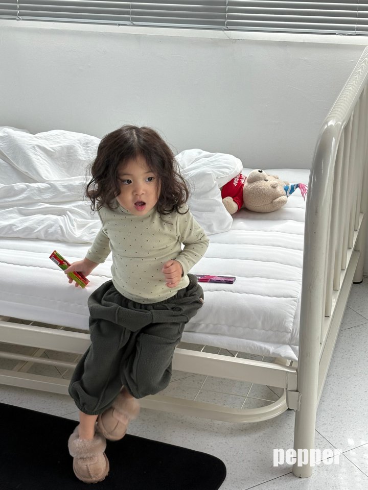 The Pepper - Korean Children Fashion - #magicofchildhood - Mint Choco Dot Turtleneck Tee - 9