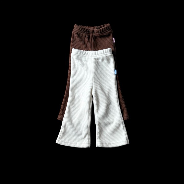 The Pepper - Korean Children Fashion - #minifashionista - Camel Ribbed Bootcut Pants