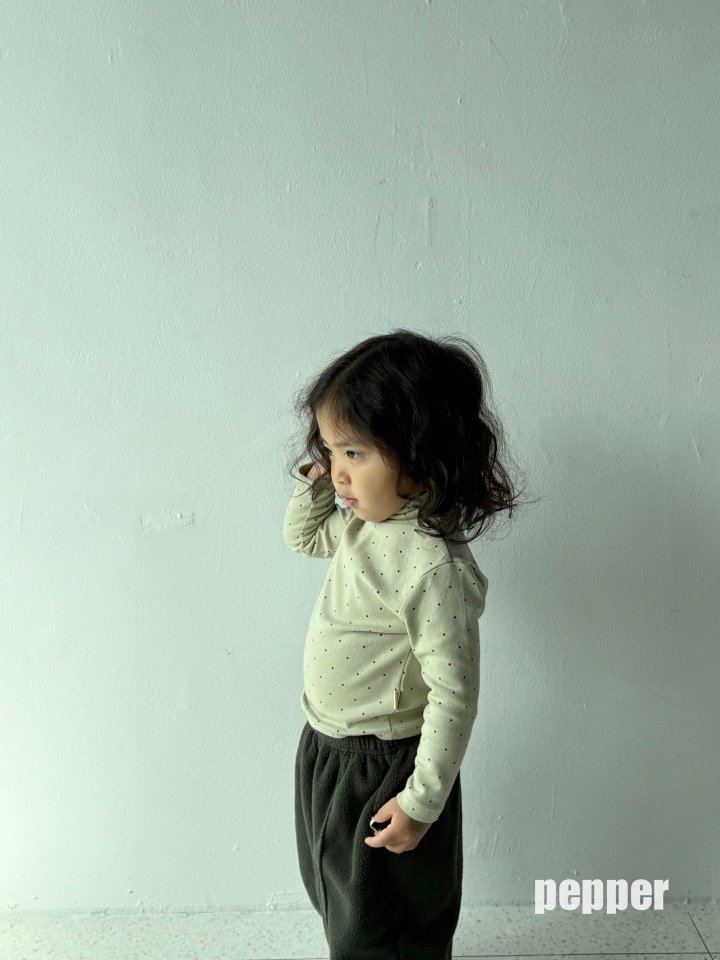 The Pepper - Korean Children Fashion - #todddlerfashion - Mint Choco Dot Turtleneck Tee - 12