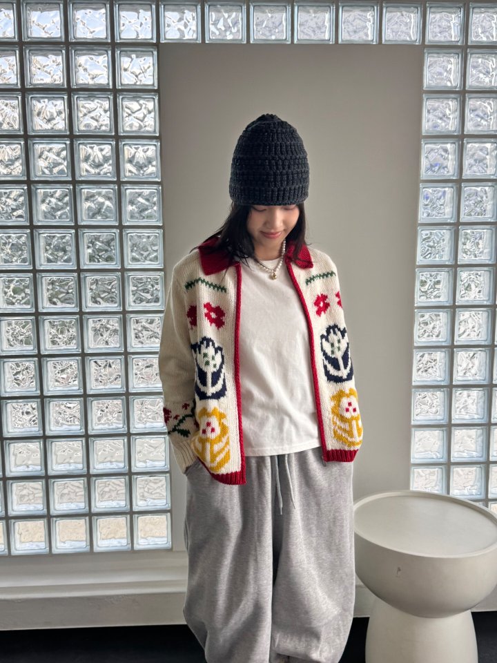 Theres - Korean Women Fashion - #momslook - Flower Cardigan - 9