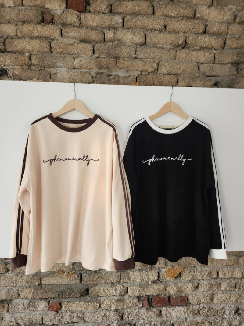 Theres - Korean Women Fashion - #momslook - Velour Embroidered Tee - 12