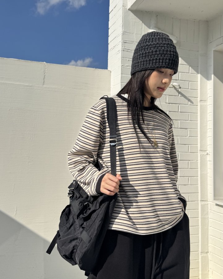 Theres - Korean Women Fashion - #momslook - Bell Stripe Tee - 10