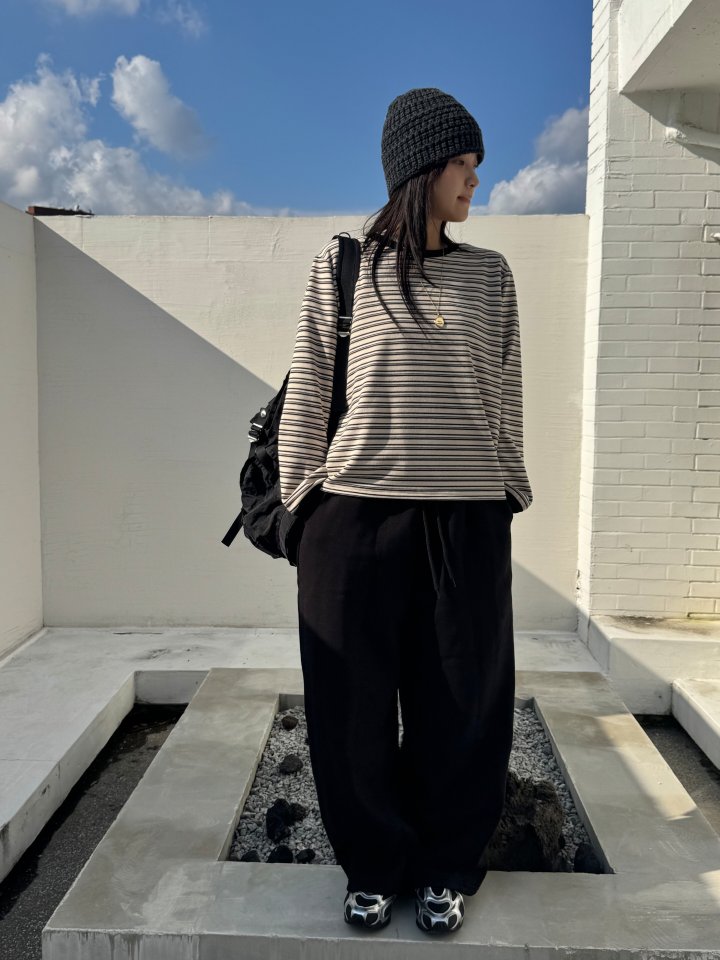 Theres - Korean Women Fashion - #momslook - Bell Stripe Tee - 6