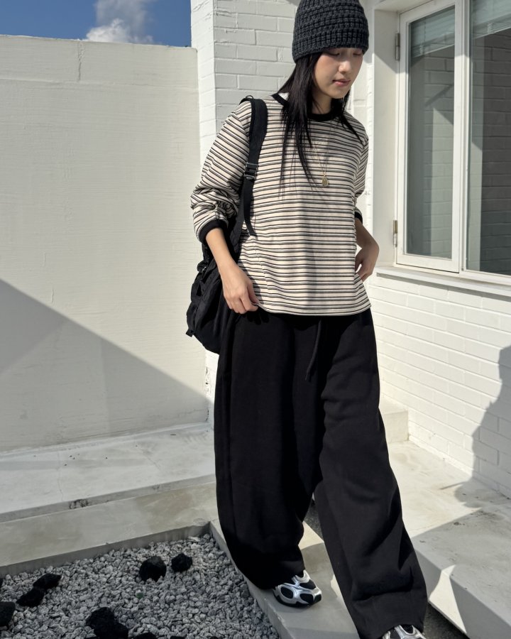 Theres - Korean Women Fashion - #momslook - Bell Stripe Tee - 8