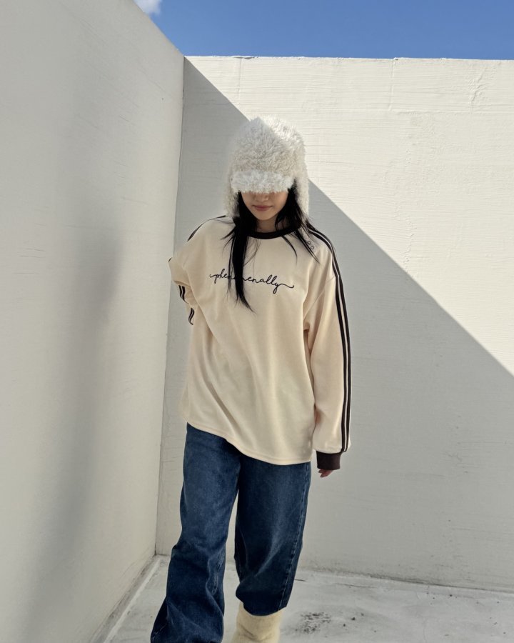 Theres - Korean Women Fashion - #womensfashion - Velour Embroidered Tee - 6