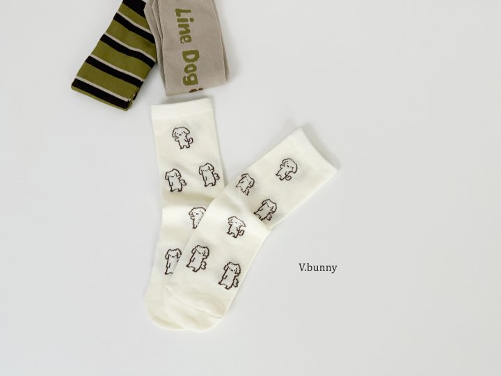 V Bunny - Korean Children Fashion - #childofig - Line Dog Socks Set - 6