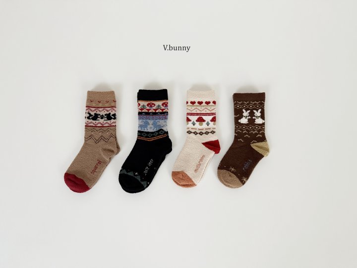 V Bunny - Korean Children Fashion - #childofig - Jacquard Socks Set