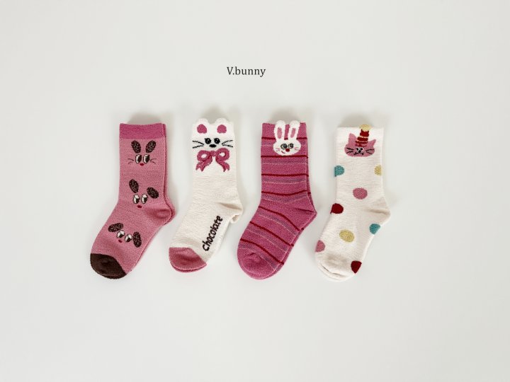 V Bunny - Korean Children Fashion - #designkidswear - Bunny Choco Socks Set