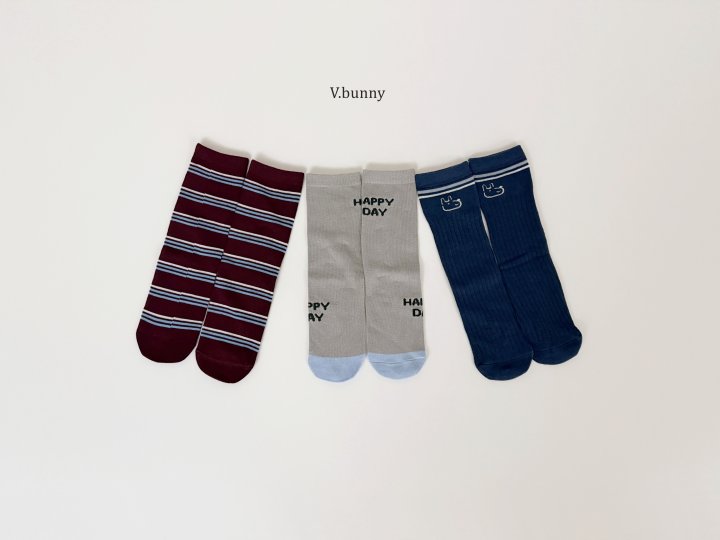 V Bunny - Korean Children Fashion - #discoveringself - Stripe Happy Socks Set - 11