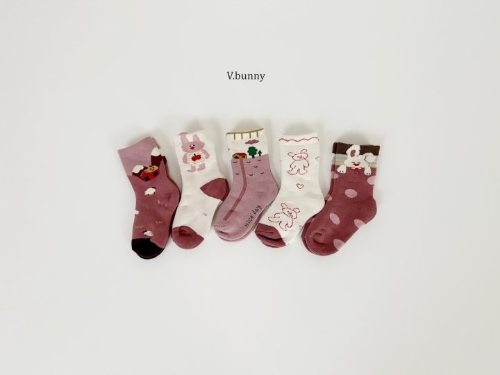 V Bunny - Korean Children Fashion - #discoveringself - House Socks Set