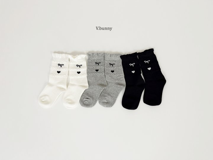 V Bunny - Korean Children Fashion - #designkidswear - Heart Socks Set - 4