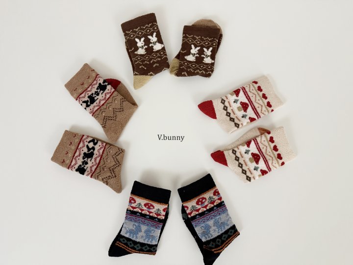 V Bunny - Korean Children Fashion - #discoveringself - Jacquard Socks Set - 5
