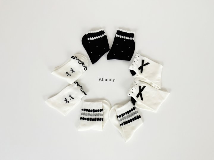 V Bunny - Korean Children Fashion - #discoveringself - Pom Ribbon Socks Set - 3