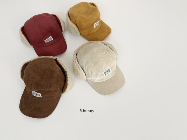 V Bunny - Korean Children Fashion - #designkidswear - Corduroy Earflap Cap - 4