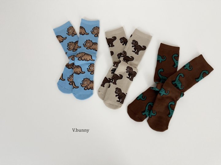 V Bunny - Korean Children Fashion - #discoveringself - Dino Socks Set - 2