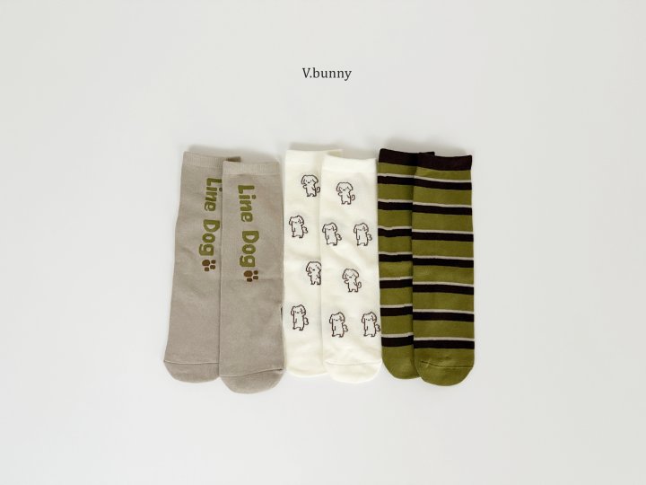 V Bunny - Korean Children Fashion - #fashionkids - Line Dog Socks Set - 10