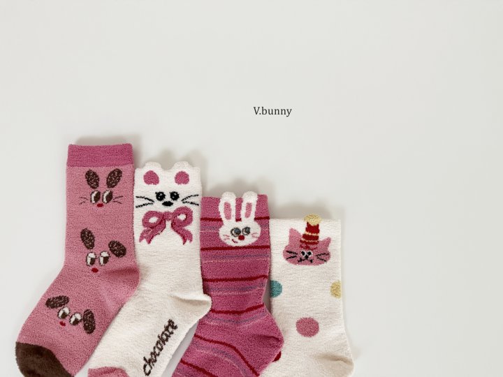 V Bunny - Korean Children Fashion - #fashionkids - Bunny Choco Socks Set - 3