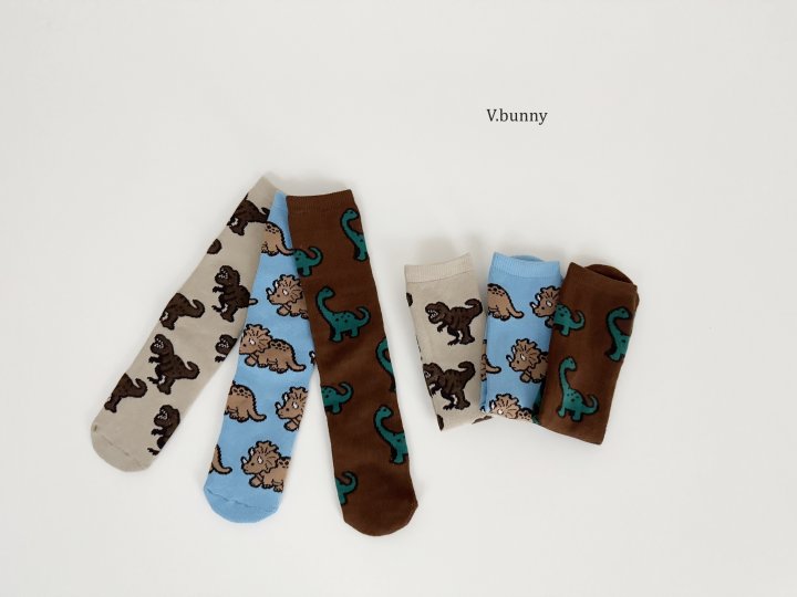 V Bunny - Korean Children Fashion - #fashionkids - Dino Socks Set - 3