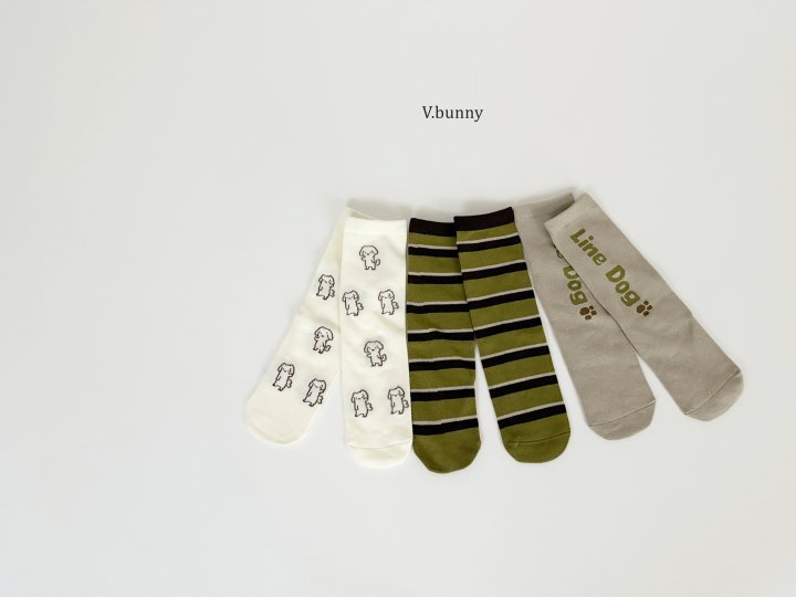 V Bunny - Korean Children Fashion - #kidsshorts - Line Dog Socks Set - 11
